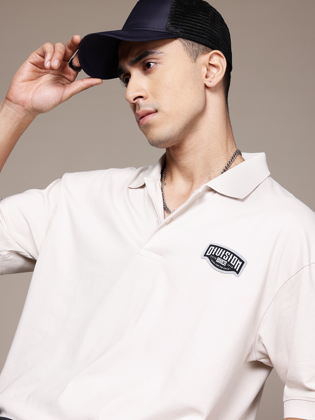 

The Roadster Lifestyle Co. Polo Collar Pure Cotton T-shirt, Beige