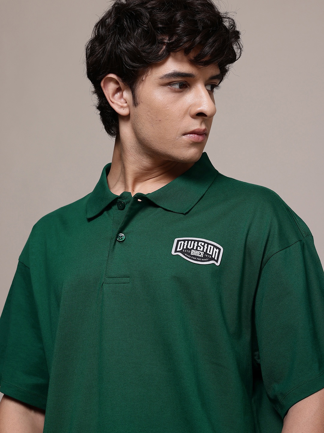 

The Roadster Lifestyle Co. Polo Collar Pure Cotton T-shirt, Green