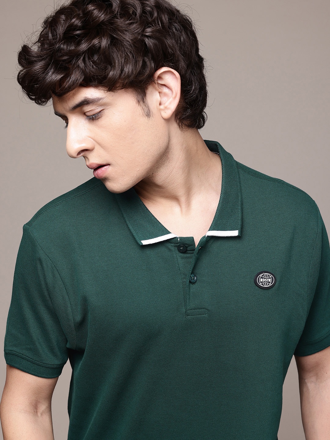 

The Roadster Lifestyle Co. Polo Collar Pure Cotton T-shirt, Green