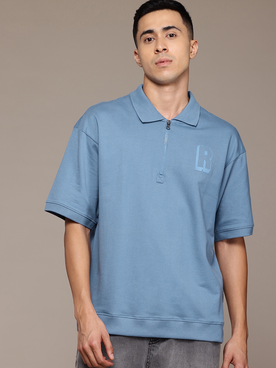 

The Roadster Lifestyle Co. Polo Collar Pure Cotton T-shirt, Blue