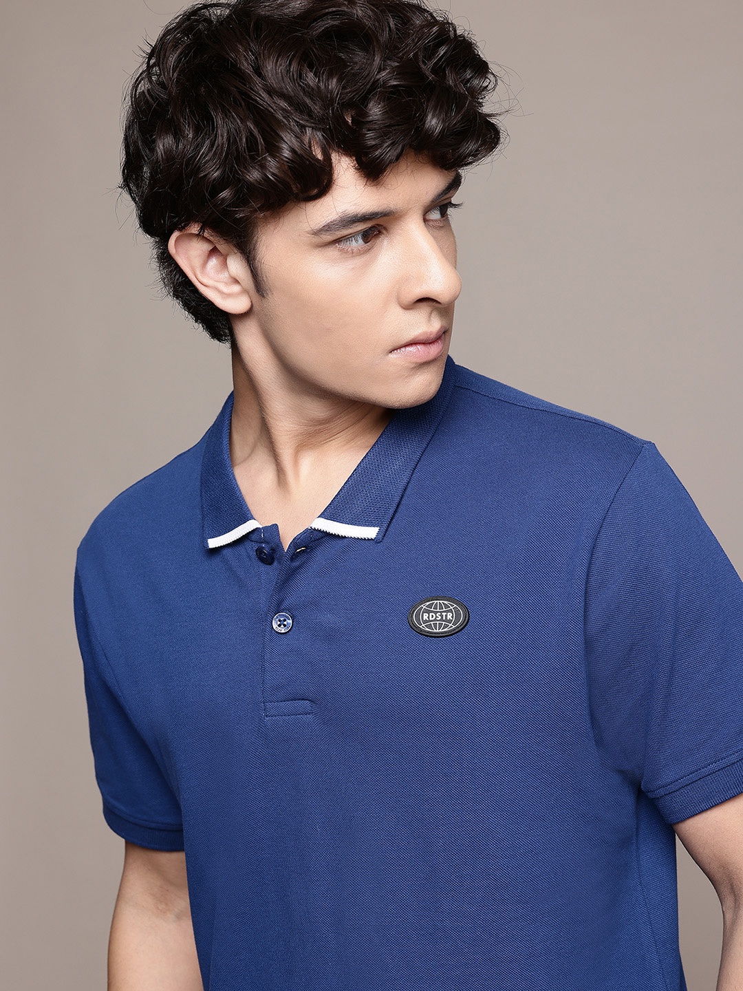 

The Roadster Lifestyle Co. Pure Cotton Polo Collar T-shirt, Blue