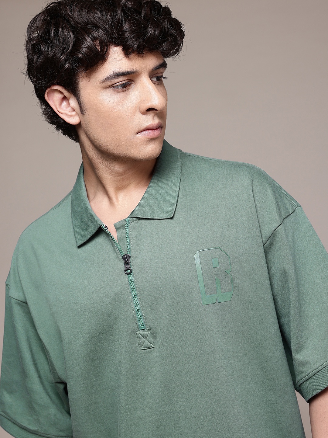 

The Roadster Lifestyle Co. Pure Cotton Polo Collar Relaxed T-shirt, Green