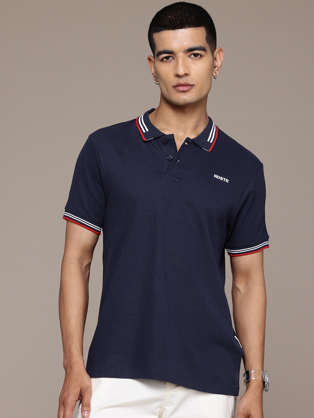 

The Roadster Lifestyle Co. Polo Collar Pure Cotton T-shirt, Navy blue