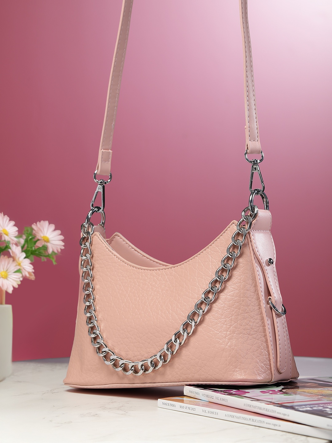 

DressBerry Structured Hobo Bag, Pink