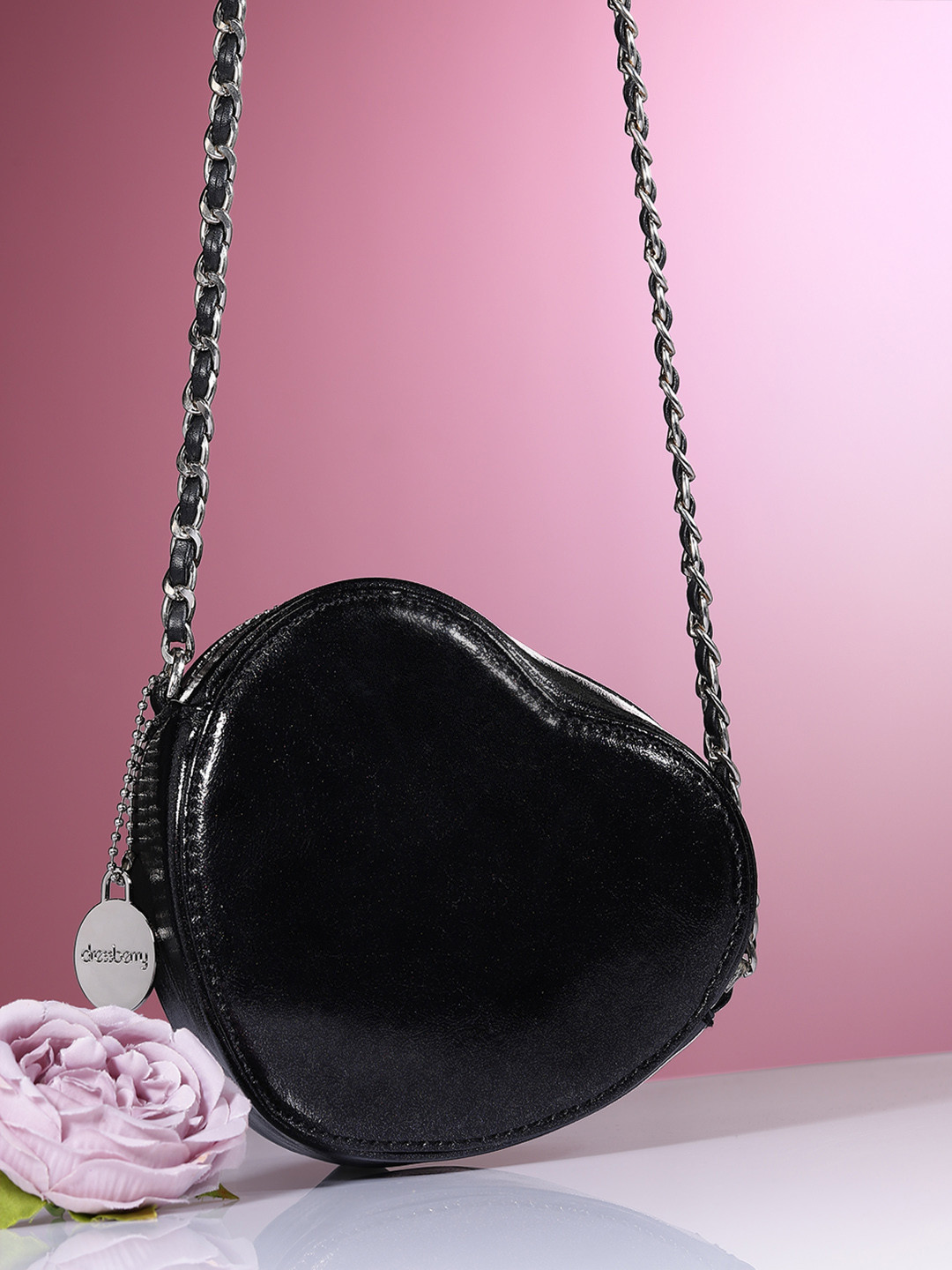

DressBerry Non-Detachable Sling Strap Structured Sling Bag, Black