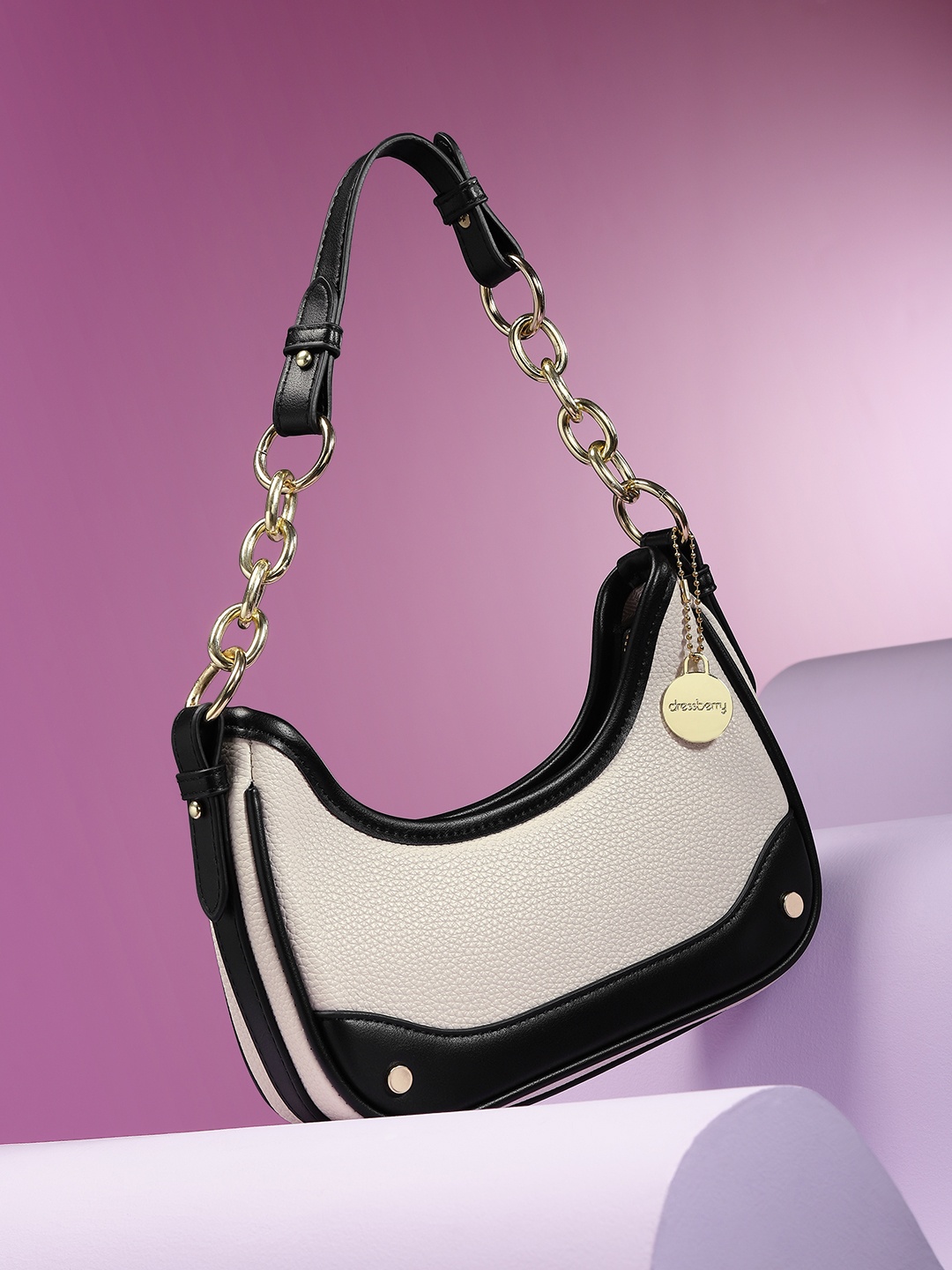 

DressBerry Structured Hobo Bag, Off white