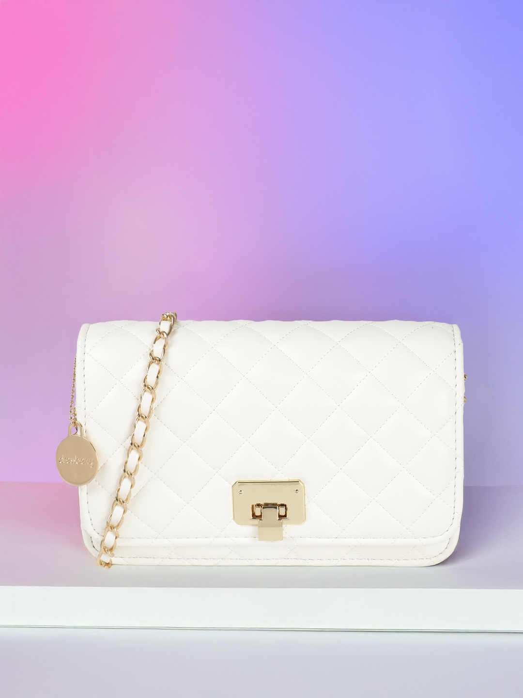 

DressBerry Baguette Quilted Sling Bag, White