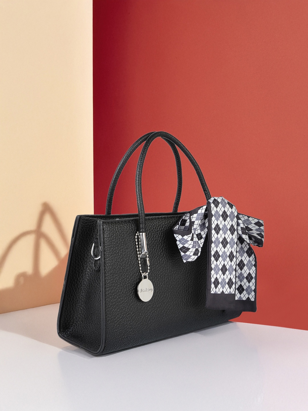

DressBerry Structured Handheld Bag with Scarf, Black