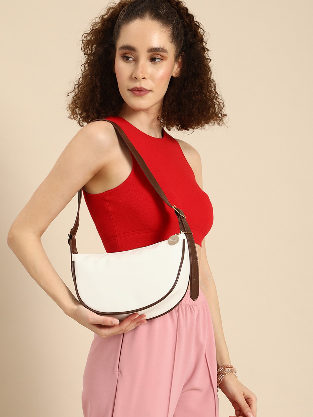 

DressBerry Half Moon Shoulder Bag, White