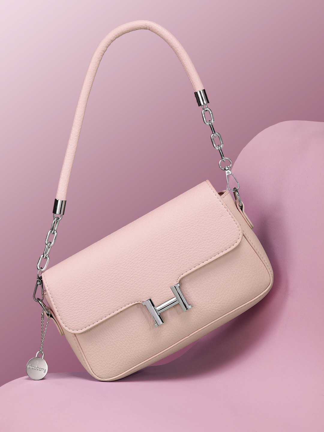 

DressBerry Textured Structured Shoulder Bag, Pink