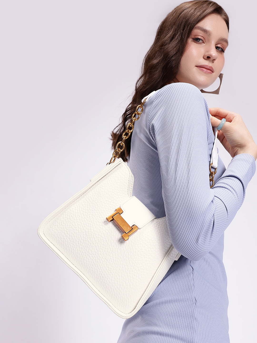 

DressBerry Structured Shoulder Bag, White