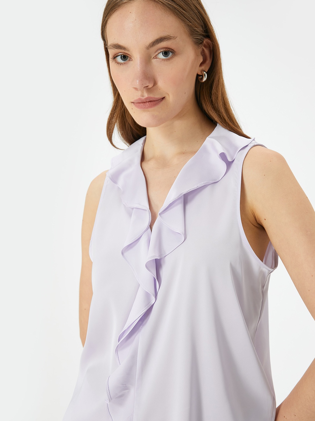 

Koton Solid V-Neck Sleeveless Top, Purple