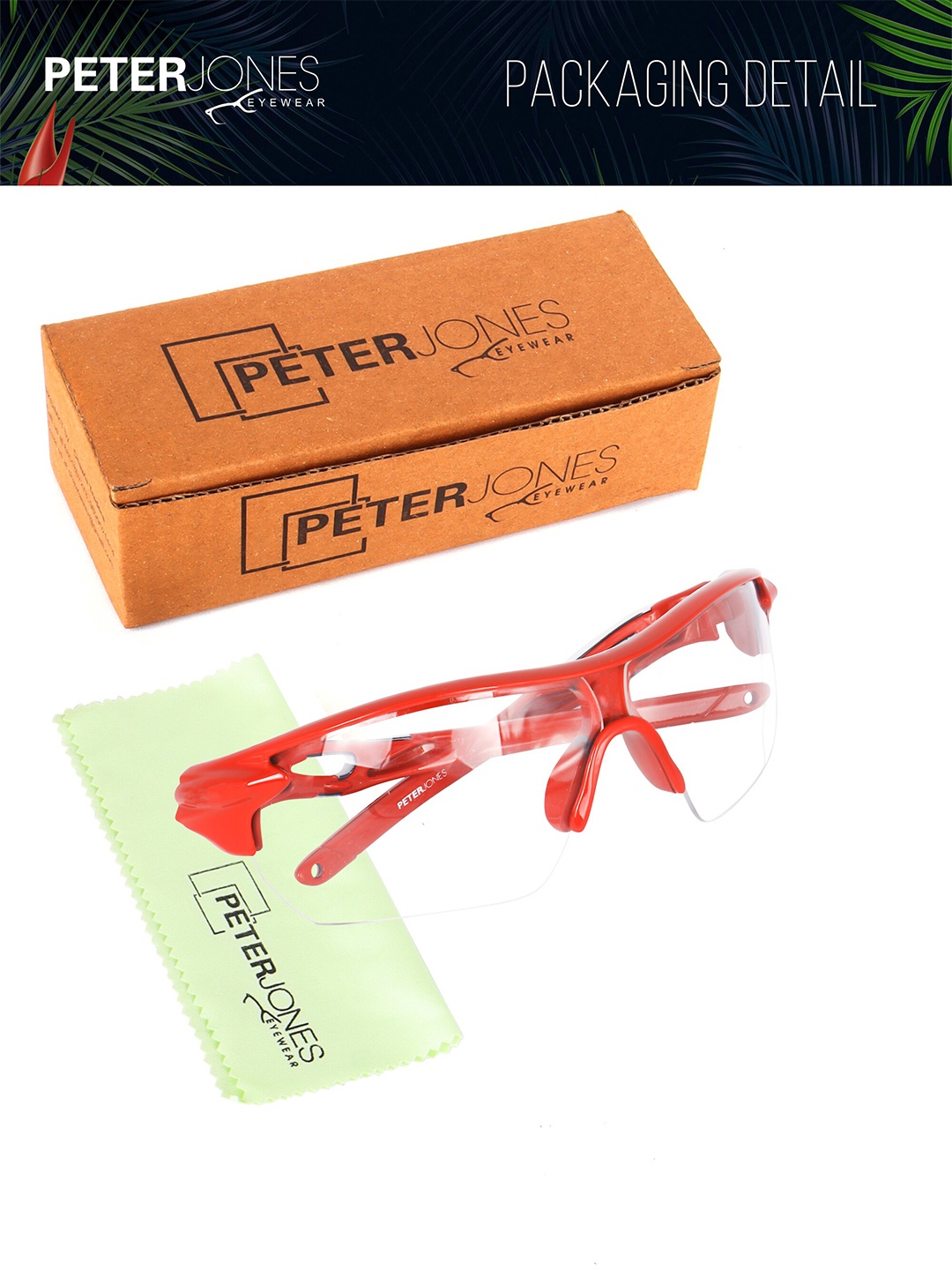 

Peter Jones Eyewear Unisex Sports Sunglasses with UV Protected Lens NDM005RD, Transparent