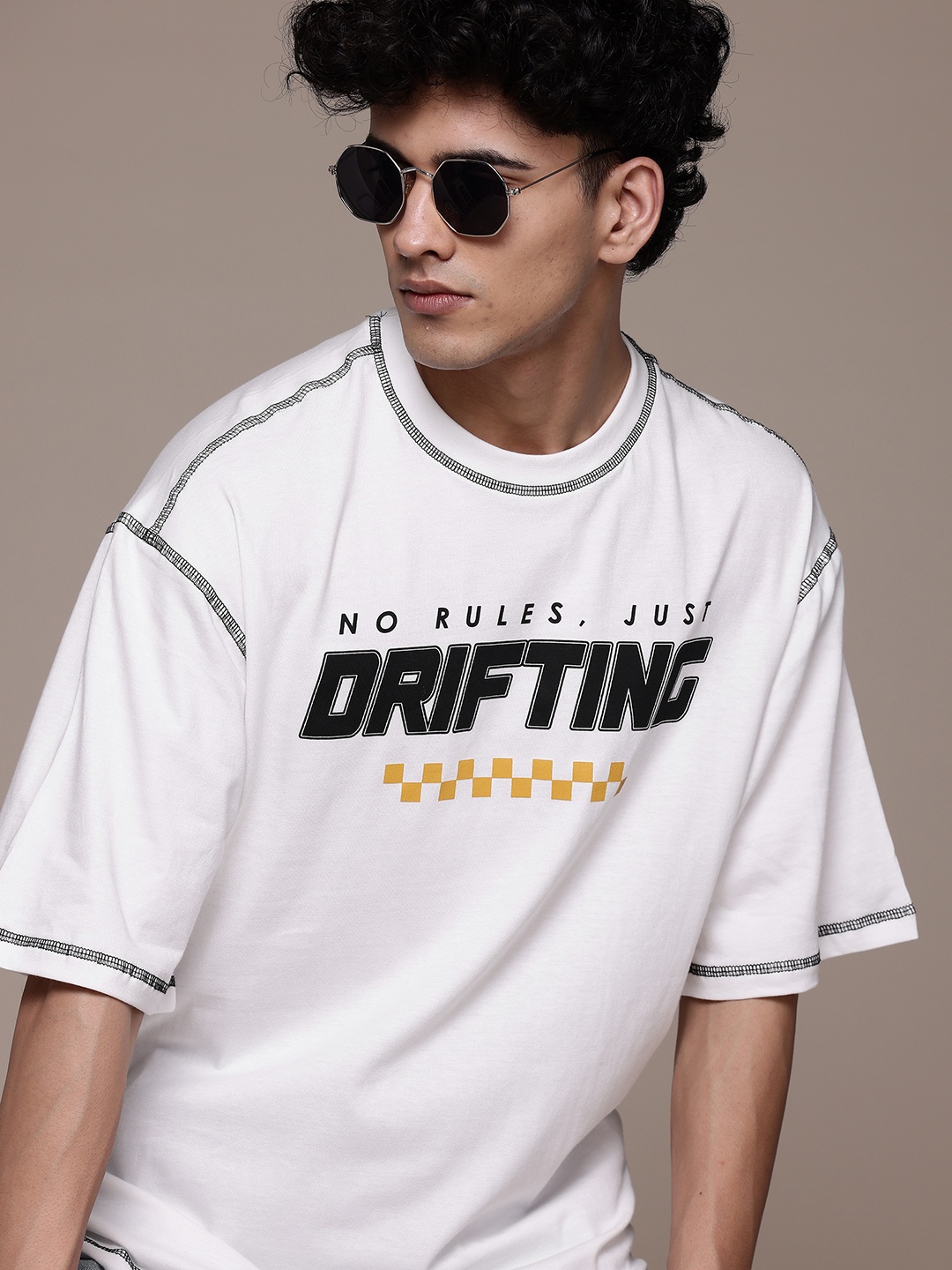 

The Roadster Lifestyle Co. Printed Pure Cotton T-shirt, White