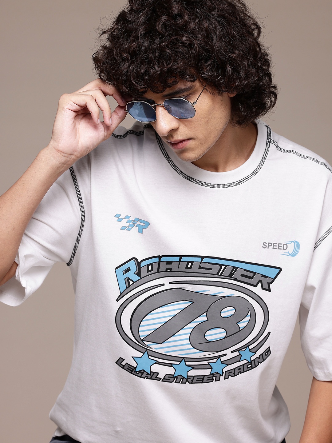

The Roadster Lifestyle Co. Printed Pure Cotton T-shirt, White