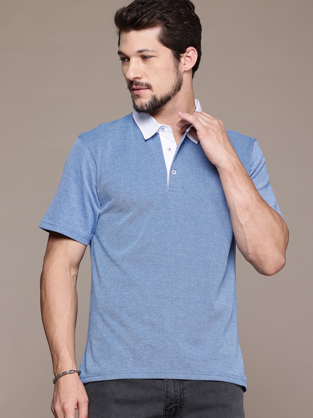The Roadster Lifestyle Co. Polo Collar T-shirt, Blue