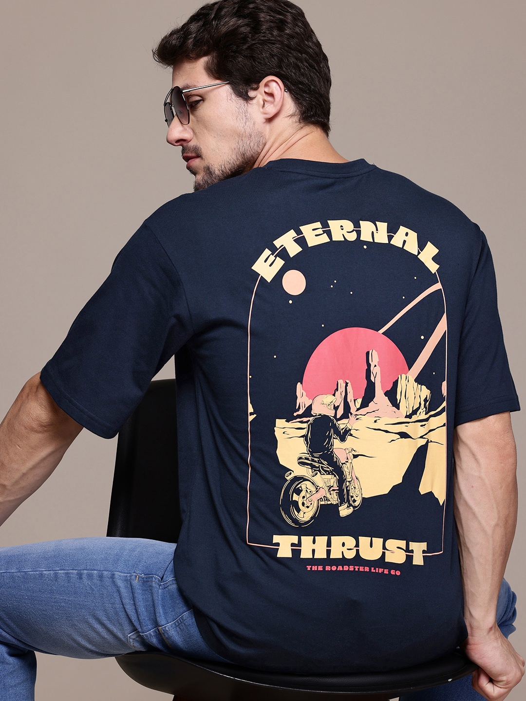 

The Roadster Lifestyle Co. Men Printed T-shirt, Navy blue