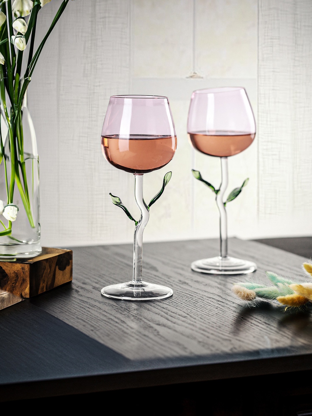 

Troveas Pink & Green 2 Pieces Wine Glasses 190 ml Each