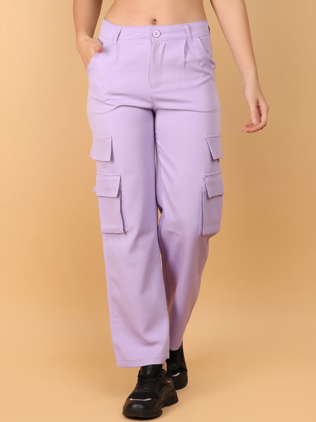 

V-Mart Women Mid-Rise Cargos Trousers, Purple