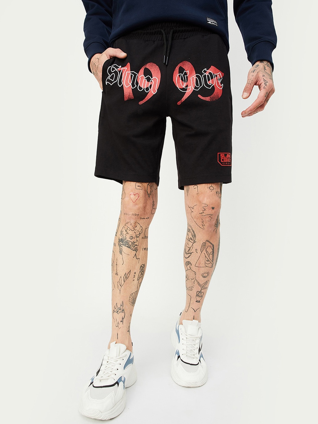 

max Men Mid-Rise Shorts, Black