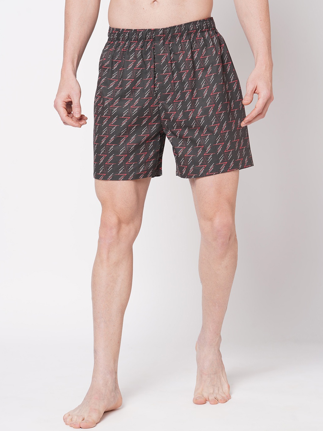 

FiTZ Printed Relaxed Pure Cotton Boxers AW22-SO-65(HO/44110)DKGY_XXL, Grey