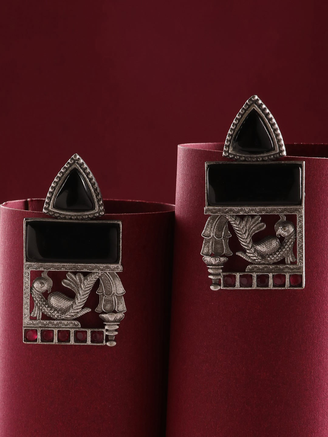 

Niska Stones Studded Contemporary Drop Earrings, Silver