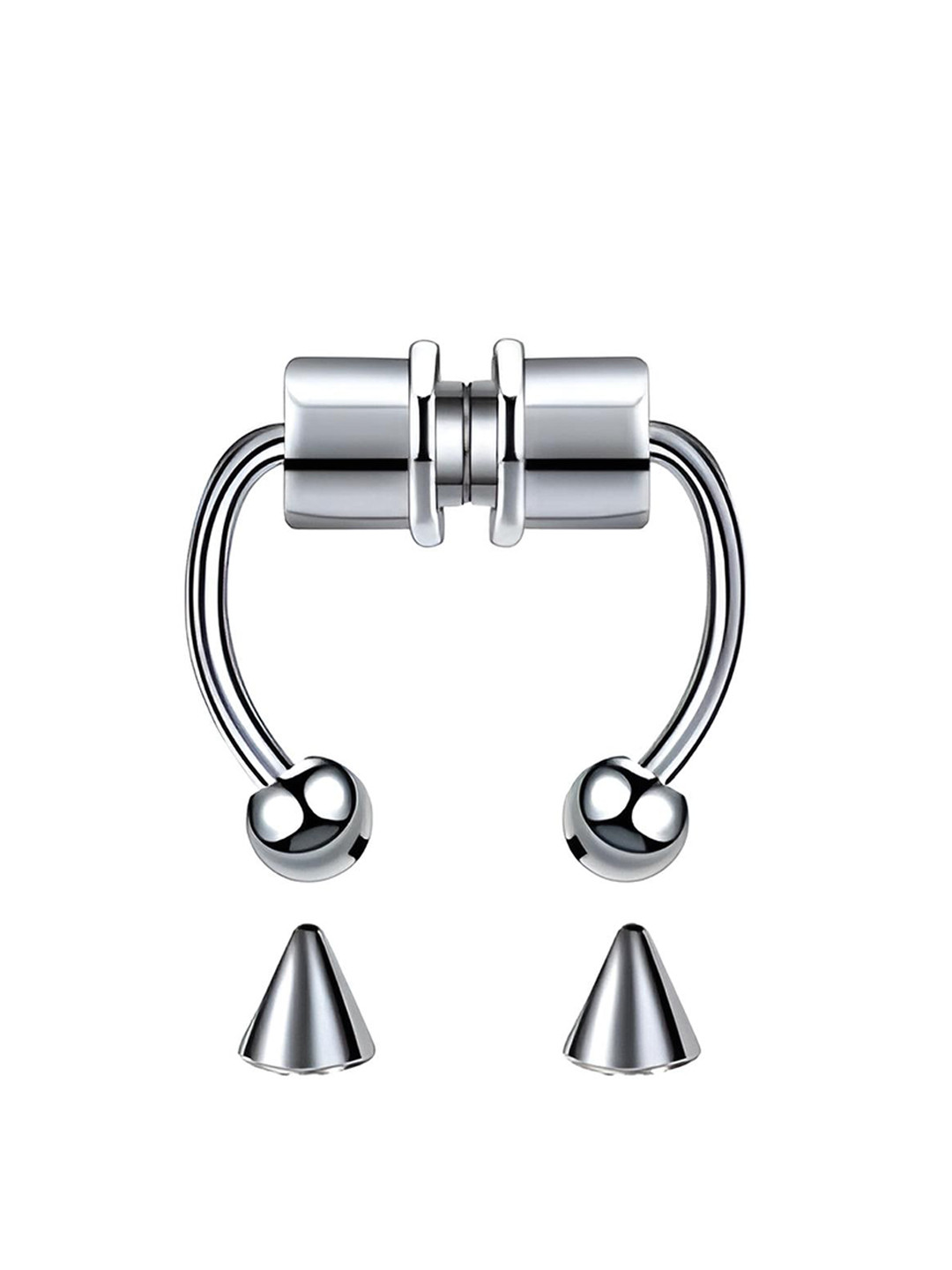 

Goho Artificial Stones and Beads Septum Nosepin, Silver