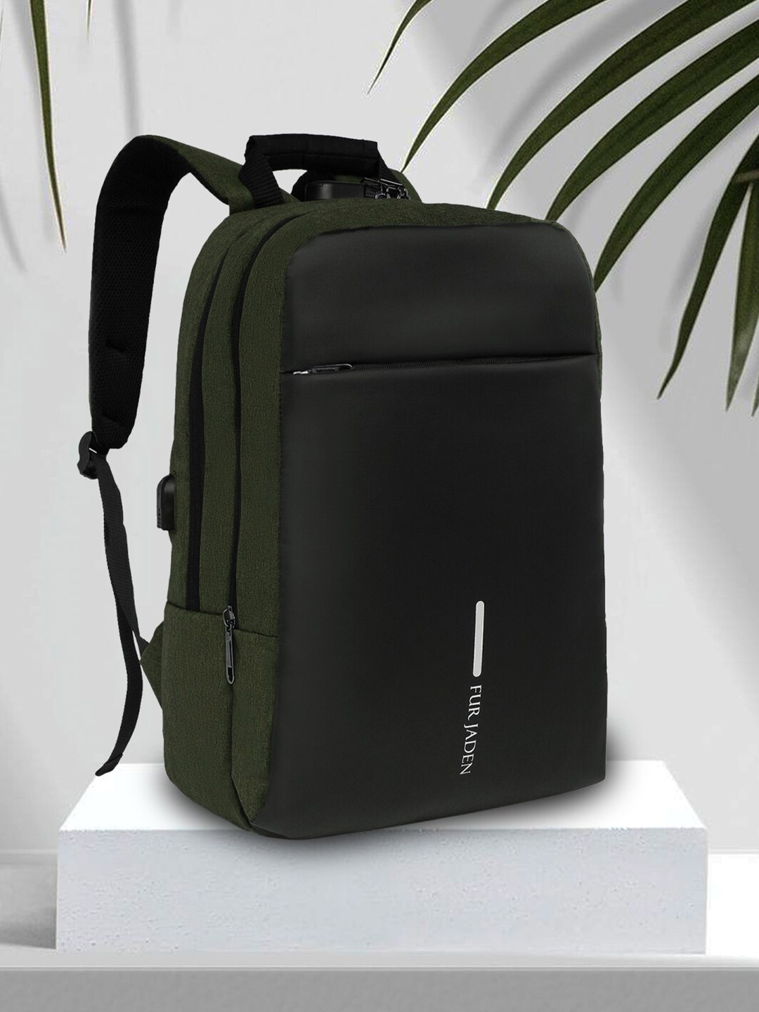 

FUR JADEN Unisex Brand Logo Backpack, Green