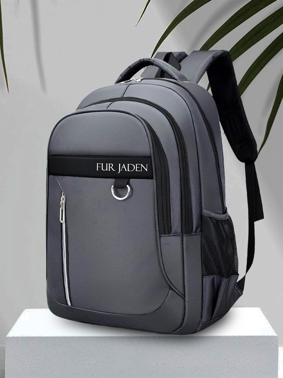 

FUR JADEN Unisex Brand Logo Backpack, Grey
