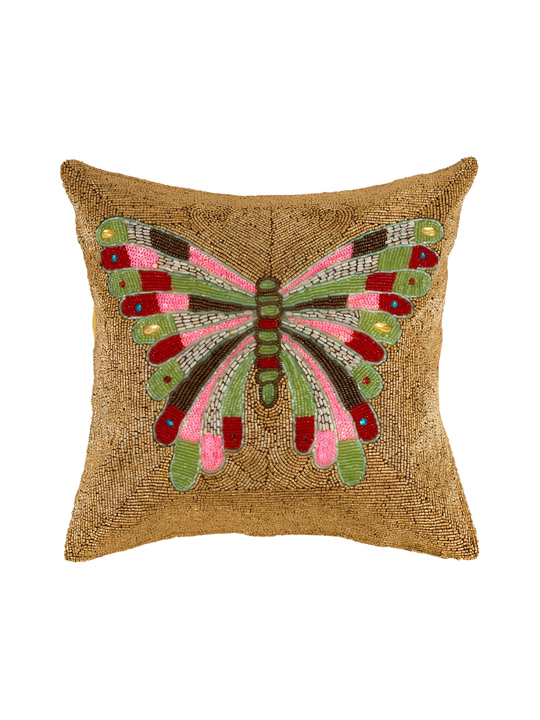 

YWULY Yellow & Green Embellished Square Cushion Cover