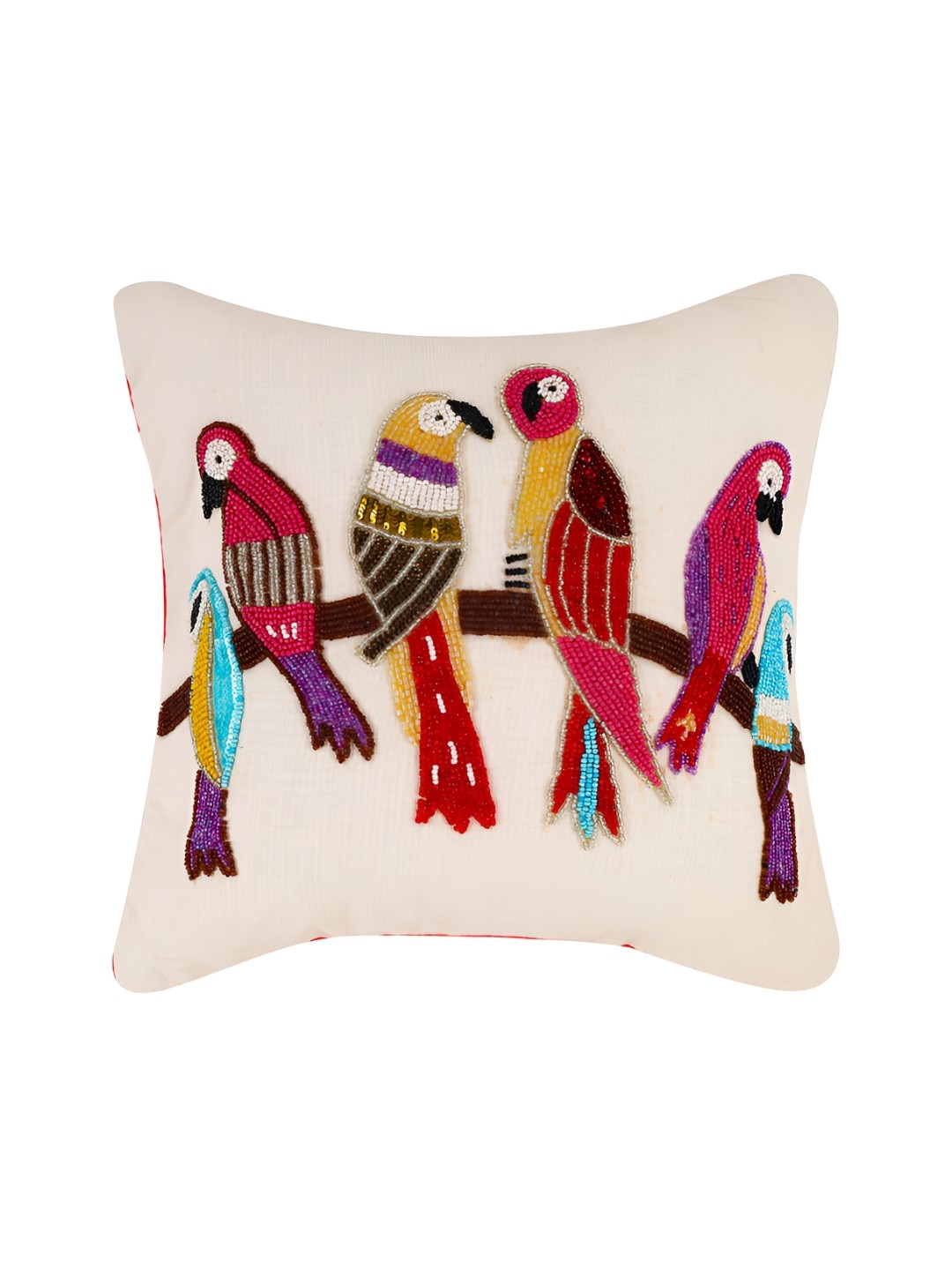 

YWULY Red & Pink Quirky Embellished Square Cushion Cover