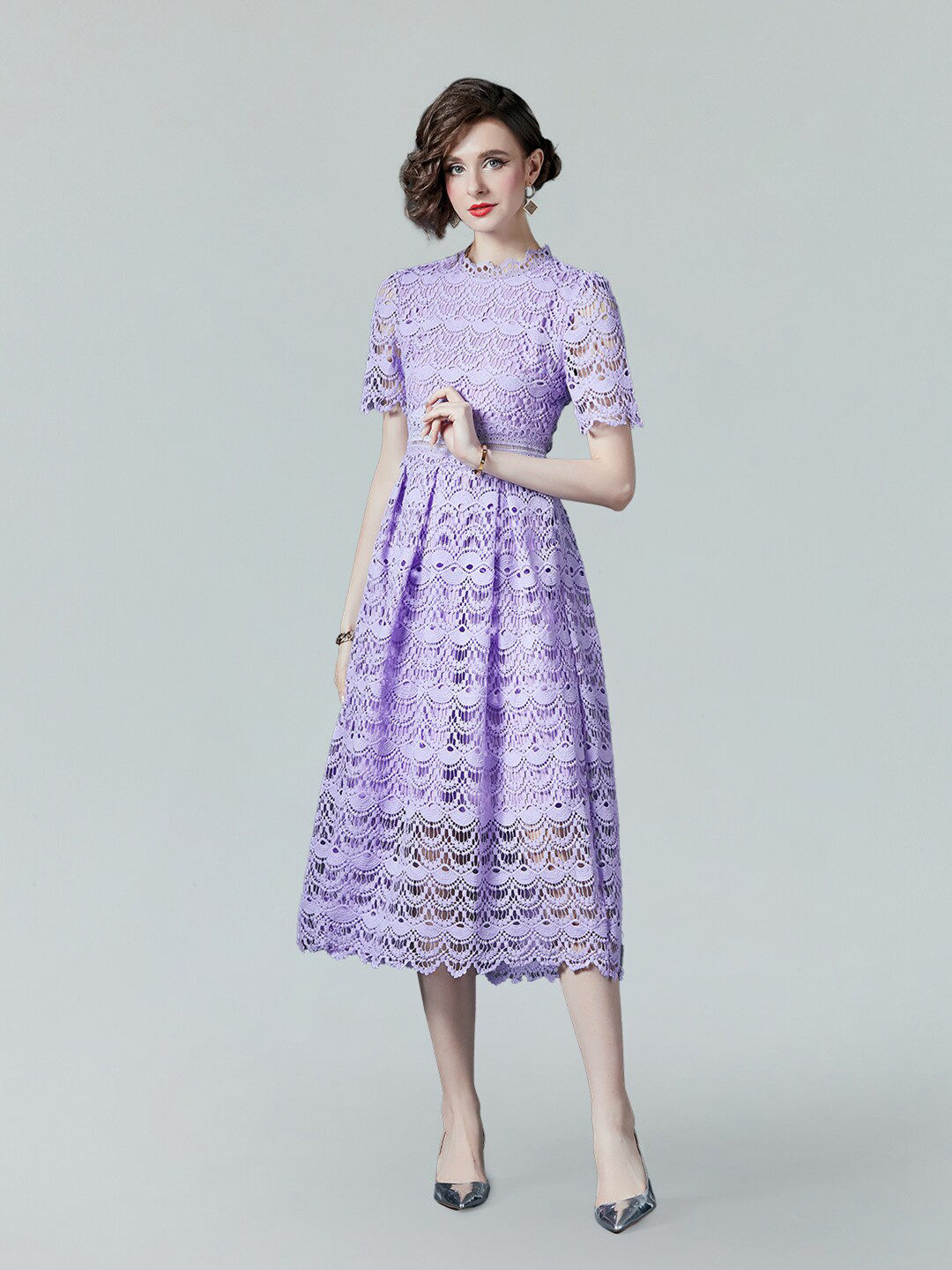 

JC Collection Floral Self Design Fit & Flare Midi Dress, Purple