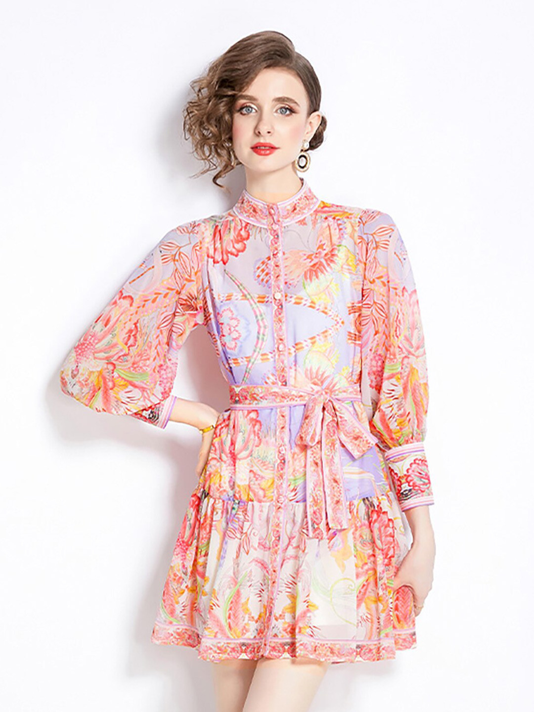 

JC Collection Floral Printed Fit & Flare Dress, Pink