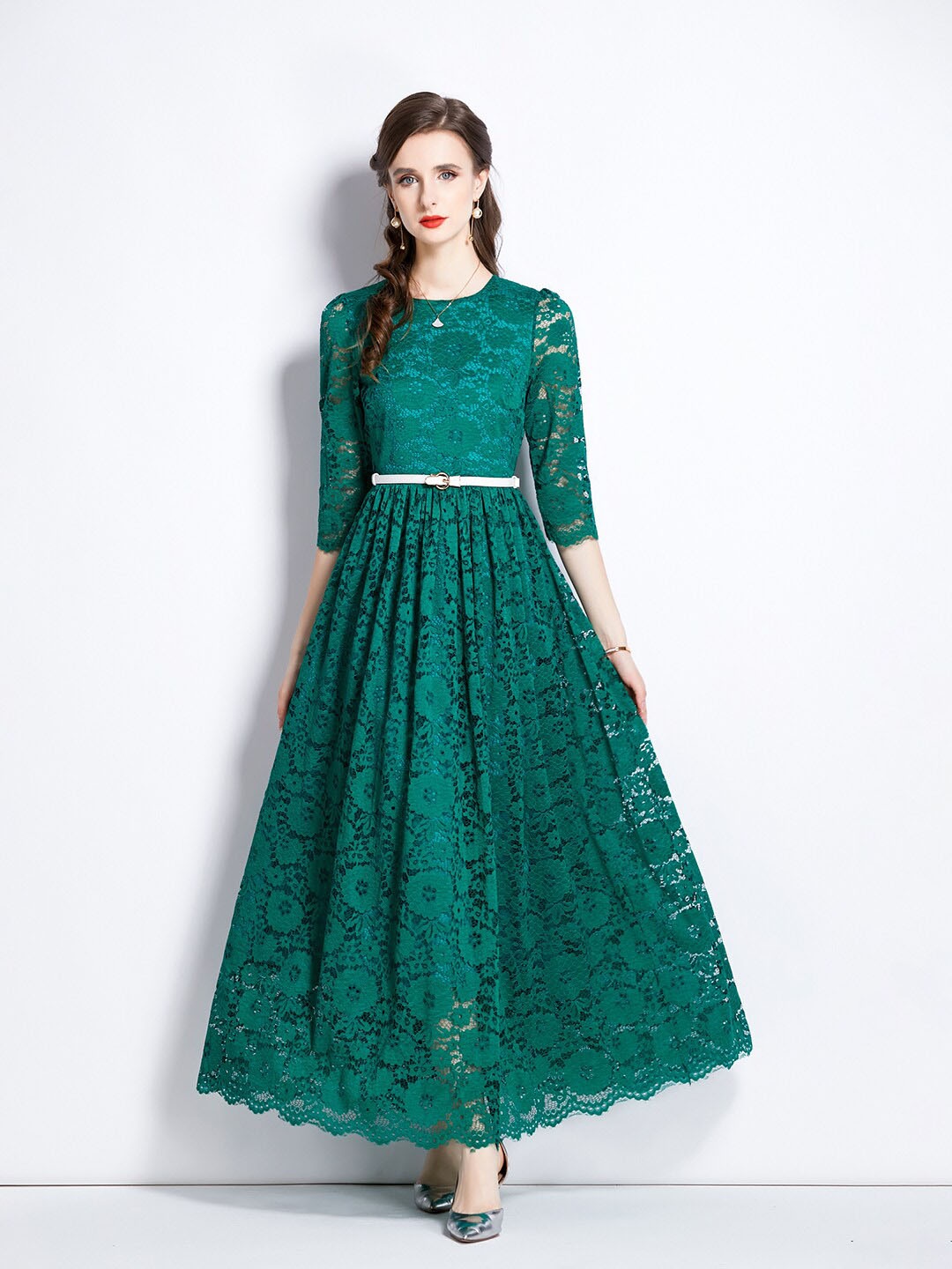 

JC Collection Self Design Maxi Dress, Green