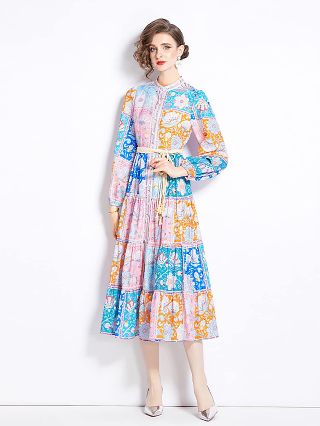 

JC Collection Floral Printed Fit & Flare Midi Dress, Blue