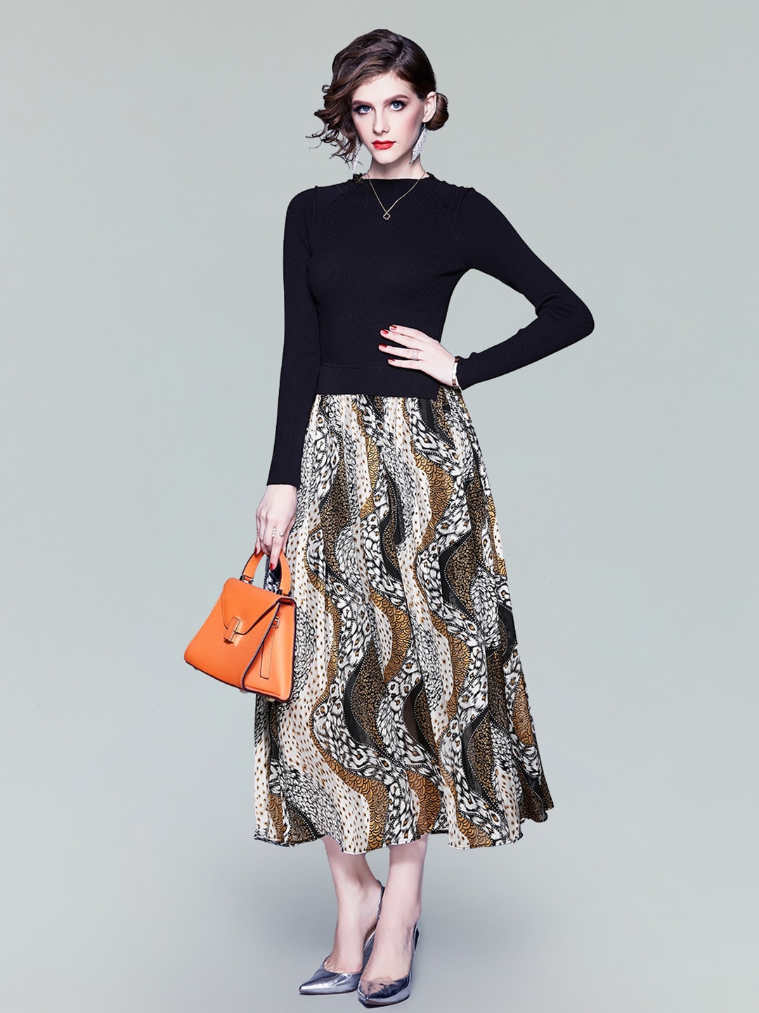 

JC Collection Ethnic Motifs Printed Fit & Flare Maxi Dress, Black