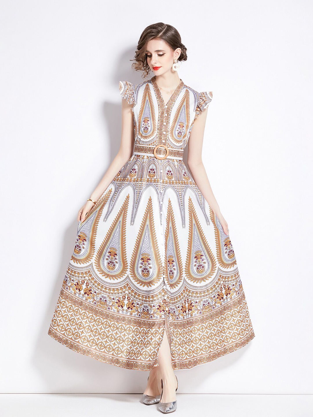 

JC Collection Ethnic Motifs Printed Maxi Dress, White
