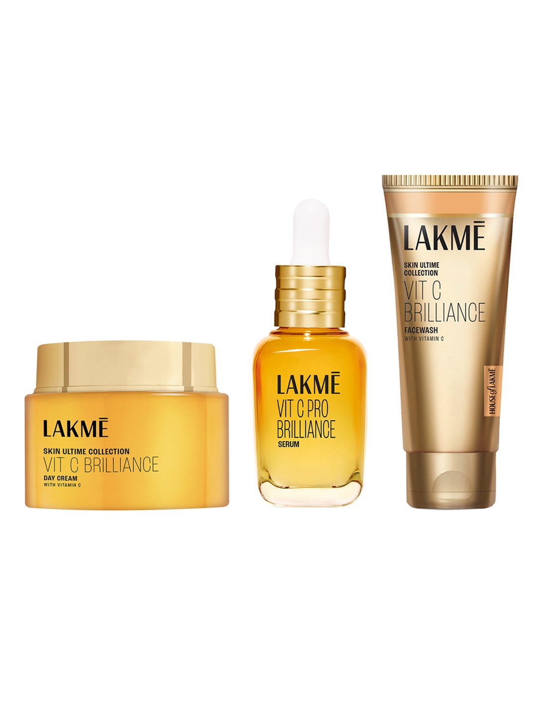 

Lakme Skin Ultime Collection Set of Vit C+ Brilliance Day Cream + Face Wash + Serum, Gold