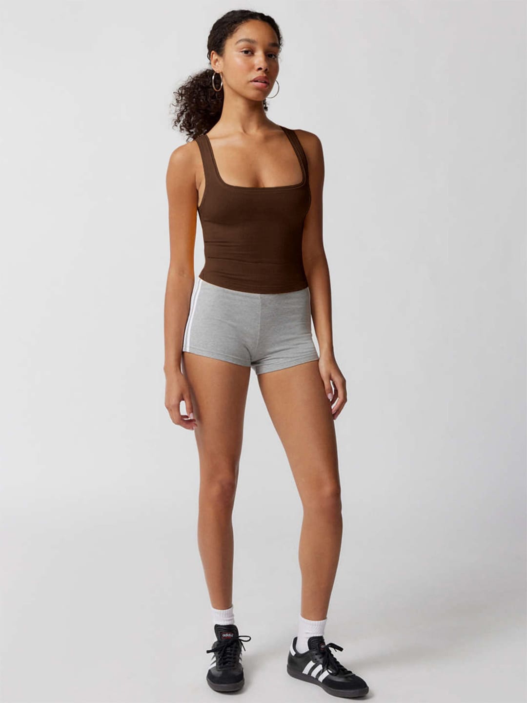 

JC Mode Square Neck Sleeveless Top, Coffee brown