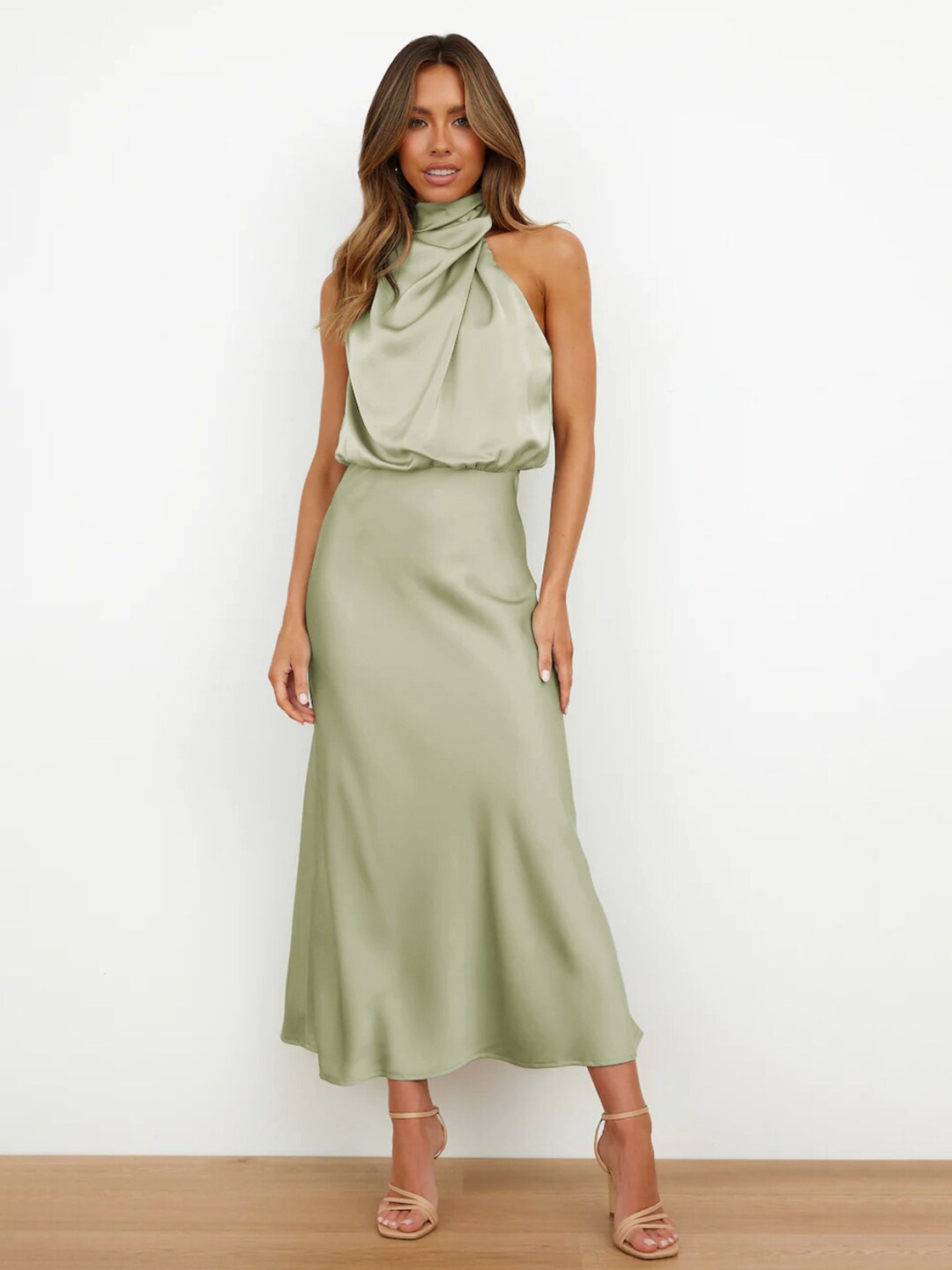 

JC Mode Mock Neck Maxi Dress, Green