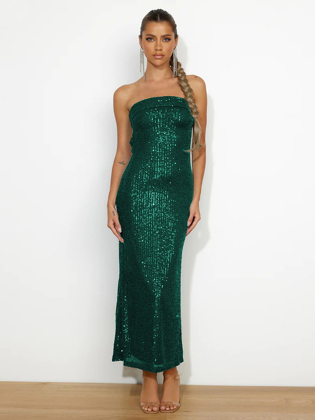 

JC Mode Embellished Maxi Dress, Green