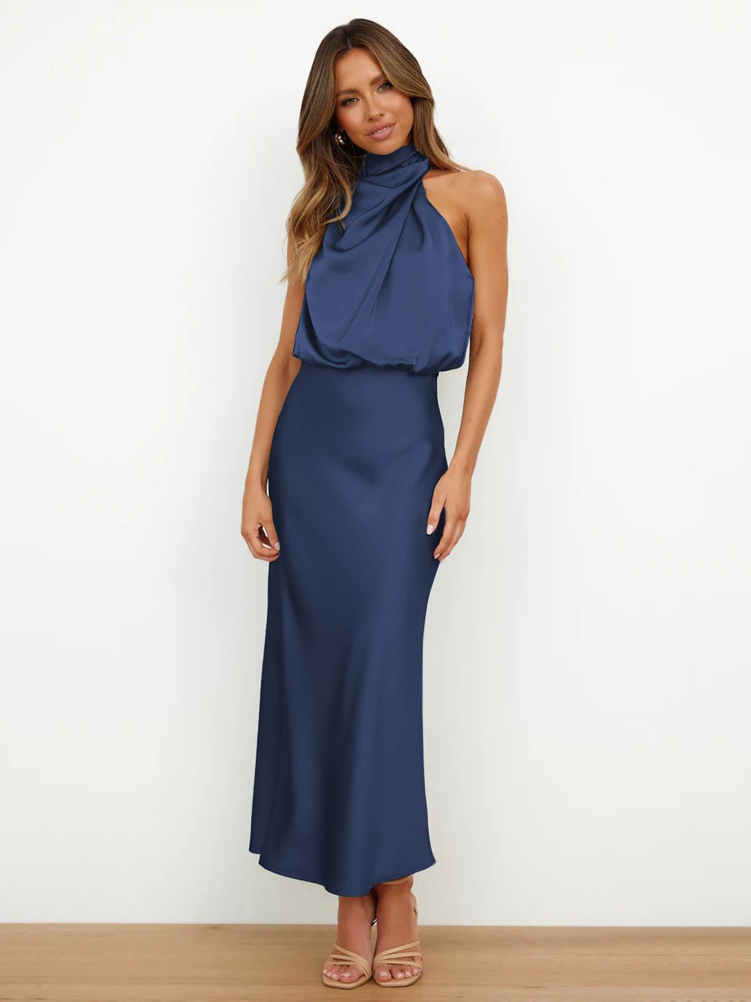 

JC Mode Mock Neck Bodycon Maxi Dress, Blue