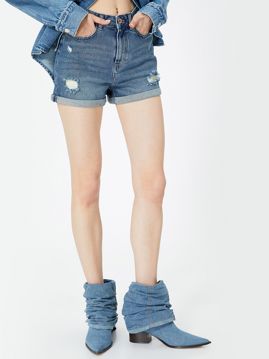 

Koton Women High-Rise Casual Shorts, Blue