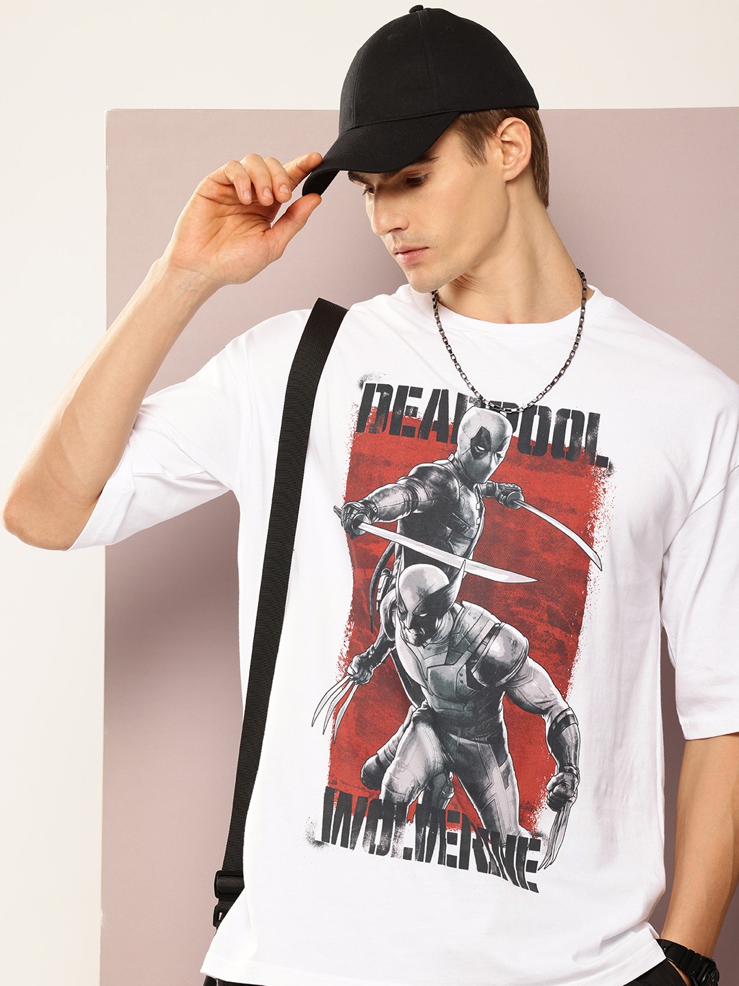 

Kook N Keech Marvel Men Graphic Printed Oversized T-shirt, White