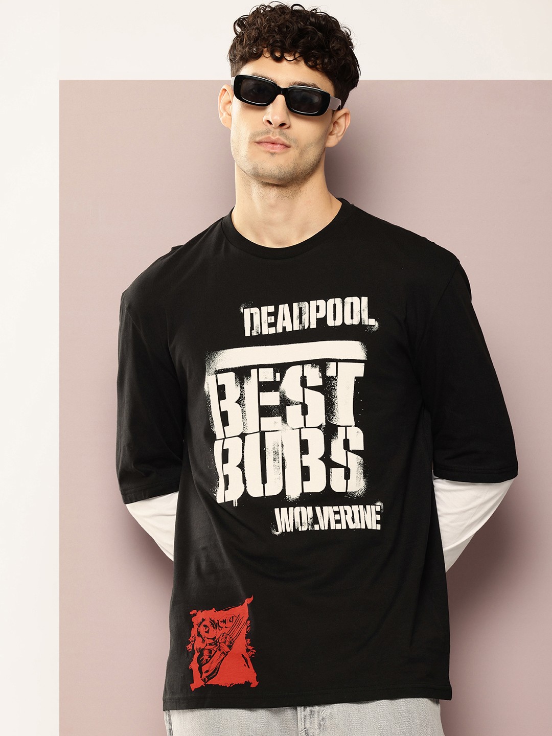 

Kook N Keech Marvel Men Typography Printed Oversized T-shirt, Black