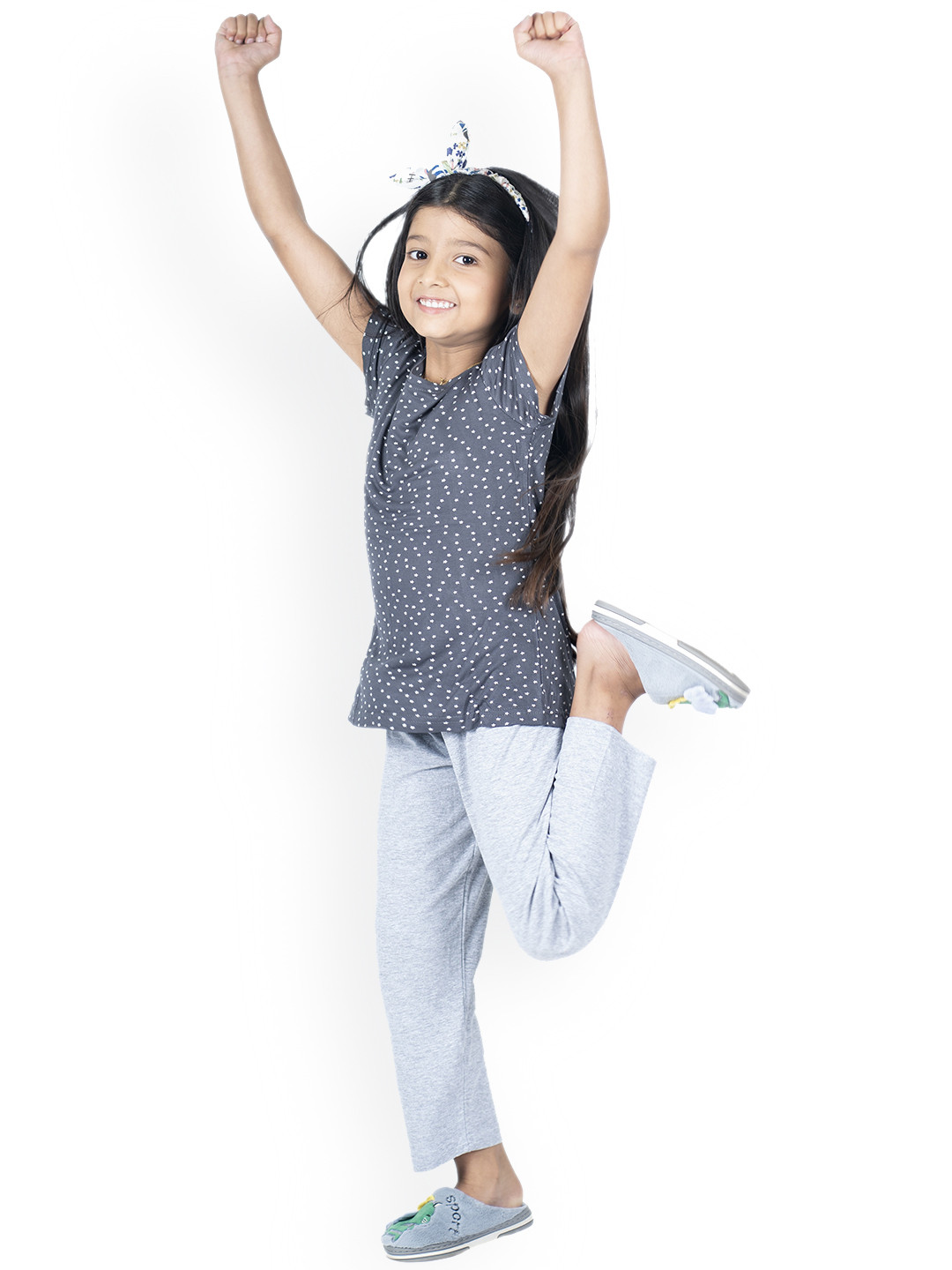 

BAESD Girls Geometric Printed Pure Cotton Night suit, Black