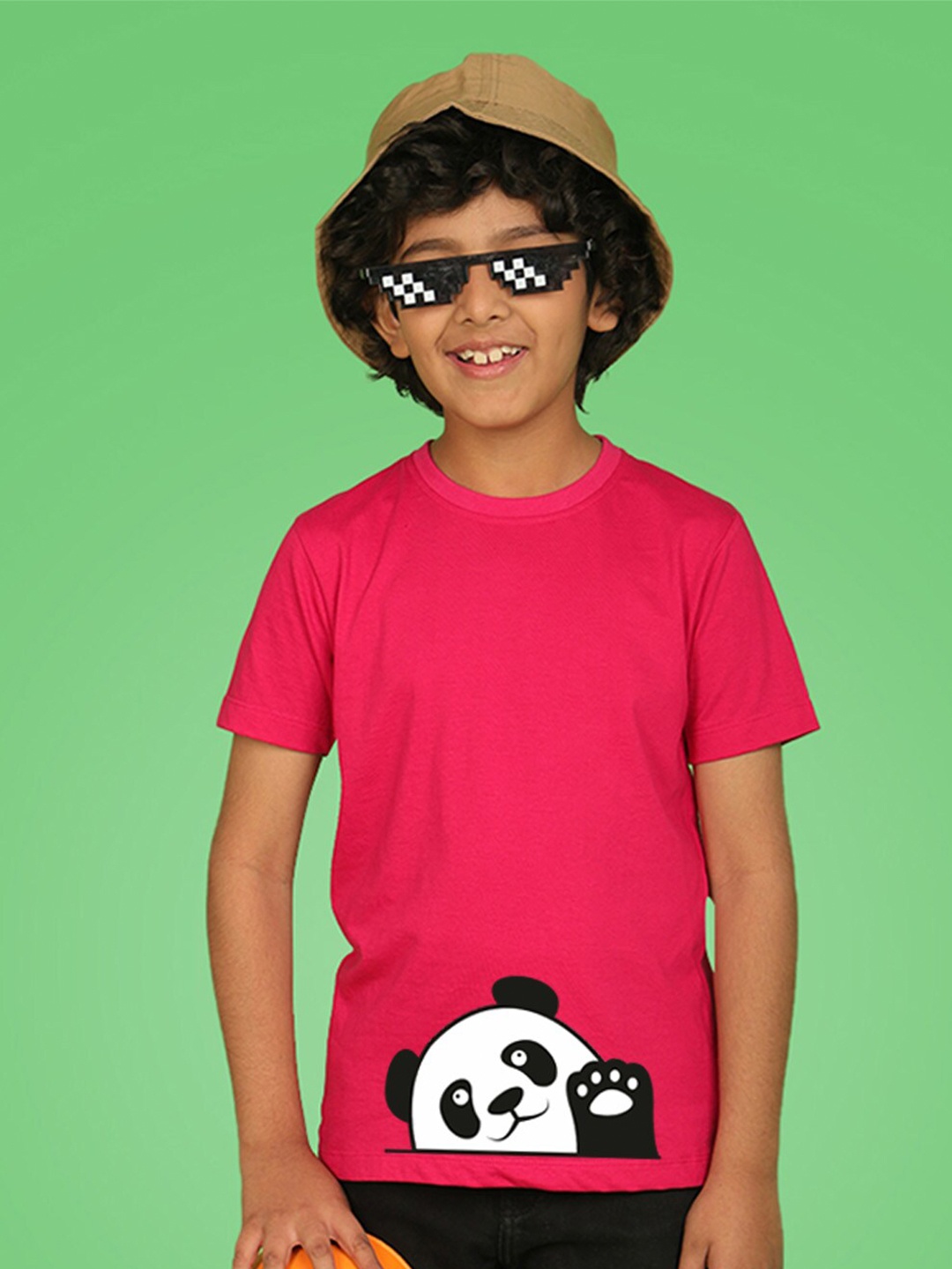 

NUSYL Boys Graphic Printed Round Neck T-shirt, Pink