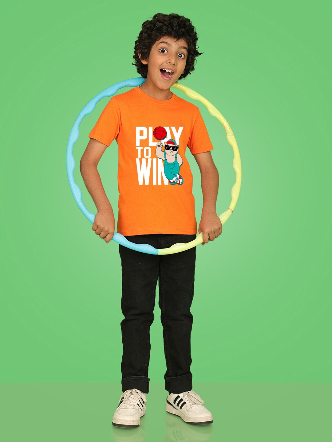 

NUSYL Boys Graphic Printed Round Neck T-shirt, Orange