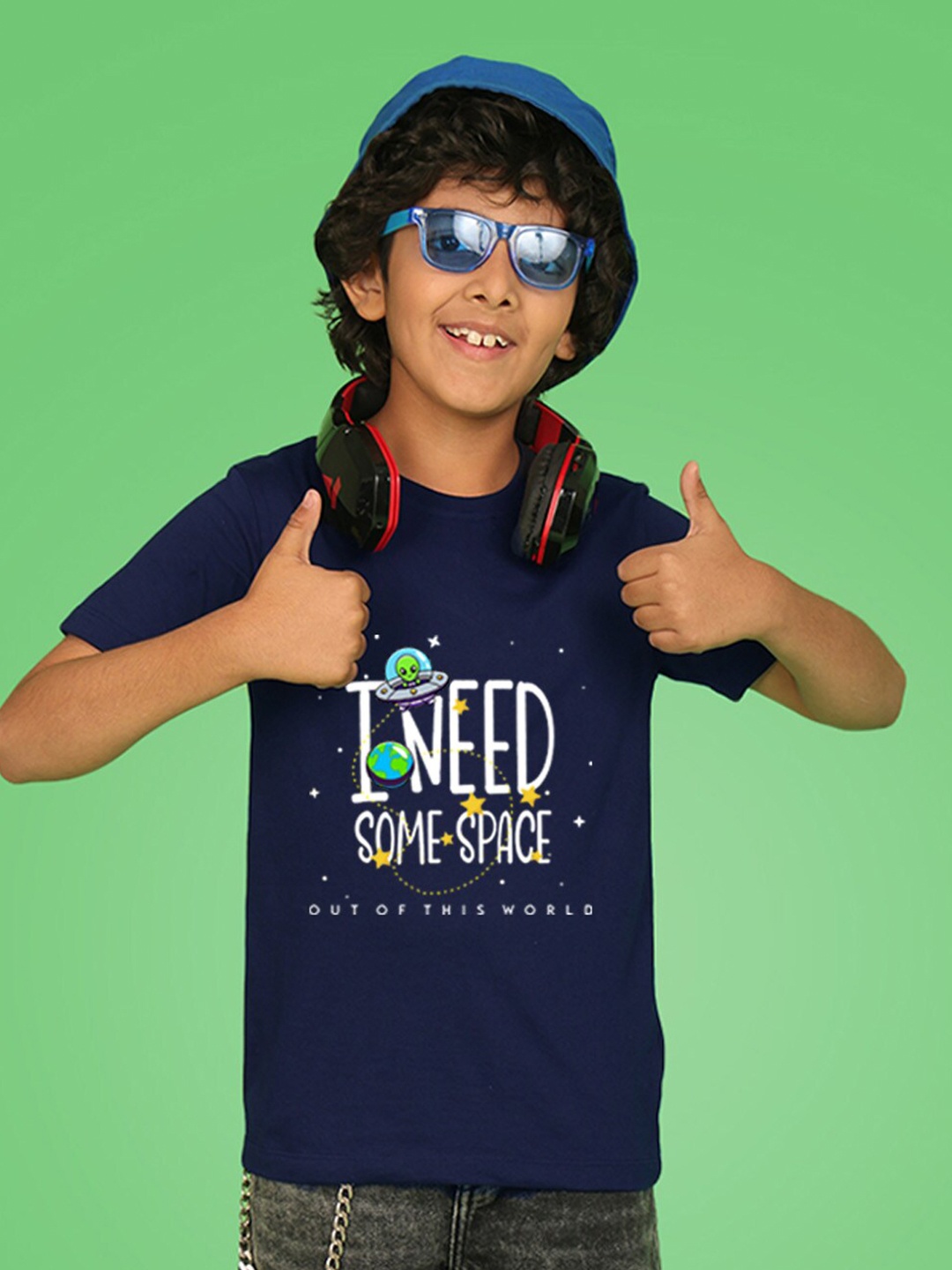 

NUSYL Boys Round Neck Printed T-shirt, Navy blue