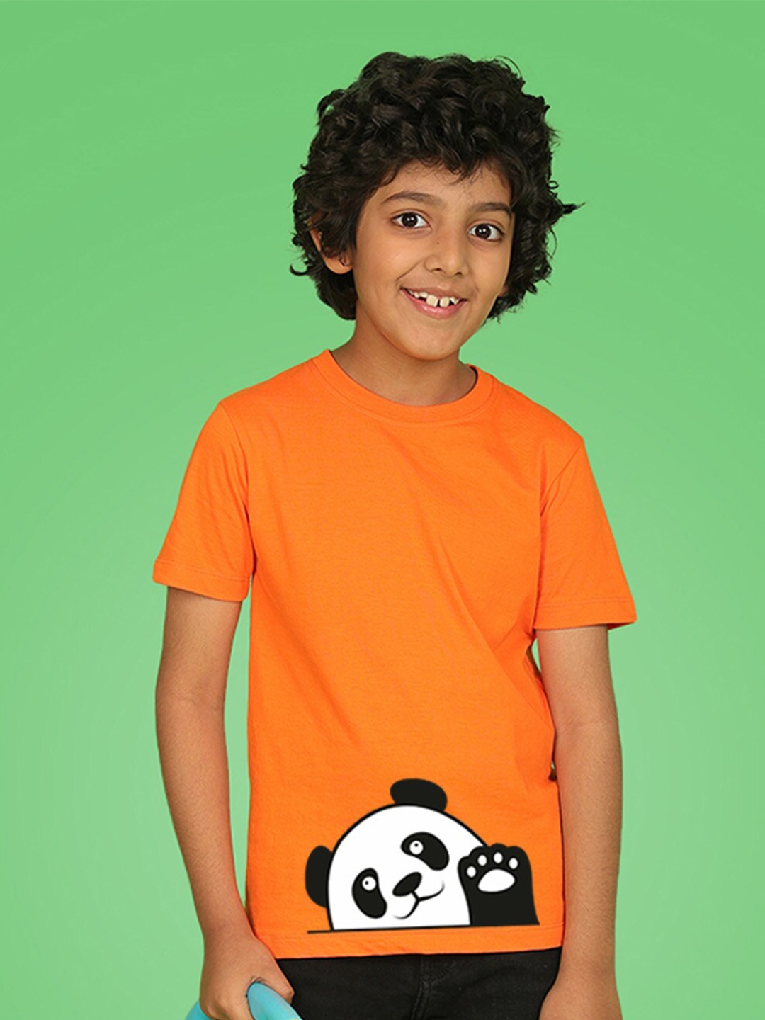 

NUSYL Boys Graphic Printed Round Neck T-shirt, Orange